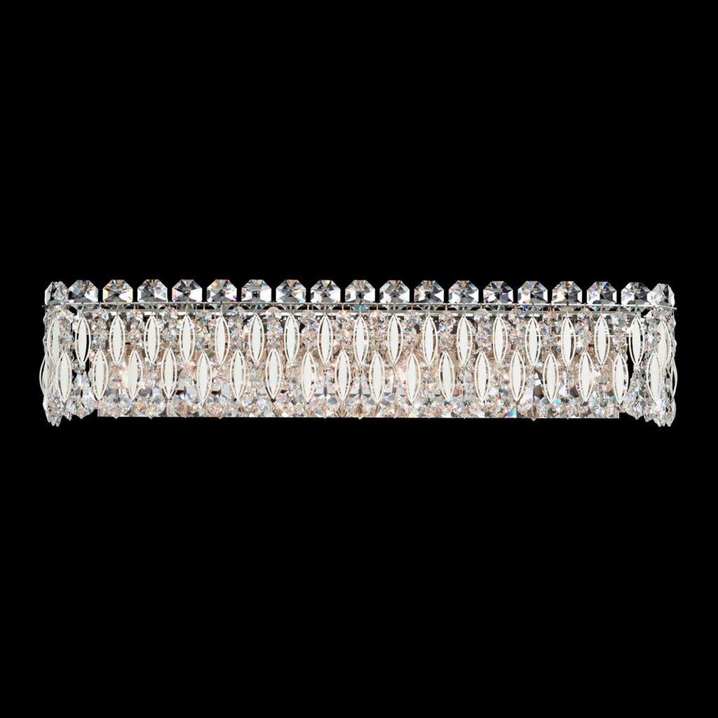 Sarella Bathroom Vanity, 6-Light, White, Clear Crystal, 25.5"W, Bathroom Vanity Light, 5.5"H x 25.5"W x 5"D