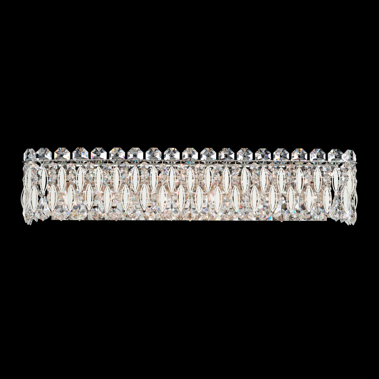 Sarella Bathroom Vanity, 6-Light, White, Clear Crystal, 25.5"W, Bathroom Vanity Light, 5.5"H x 25.5"W x 5"D