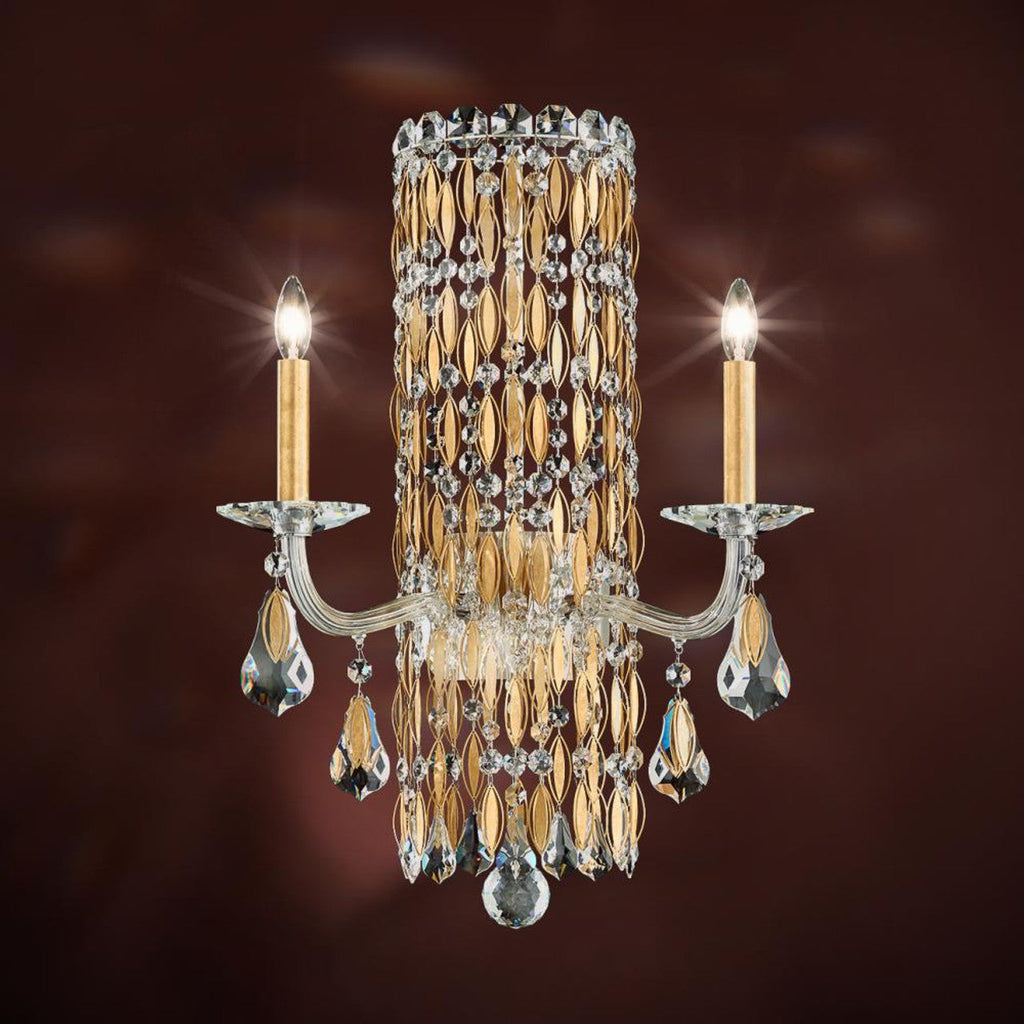 Sarella Wall Light, 2-Light, Antique Silver, Clear Crystal, 23"H, Hardwired Wall Sconce, detail 2