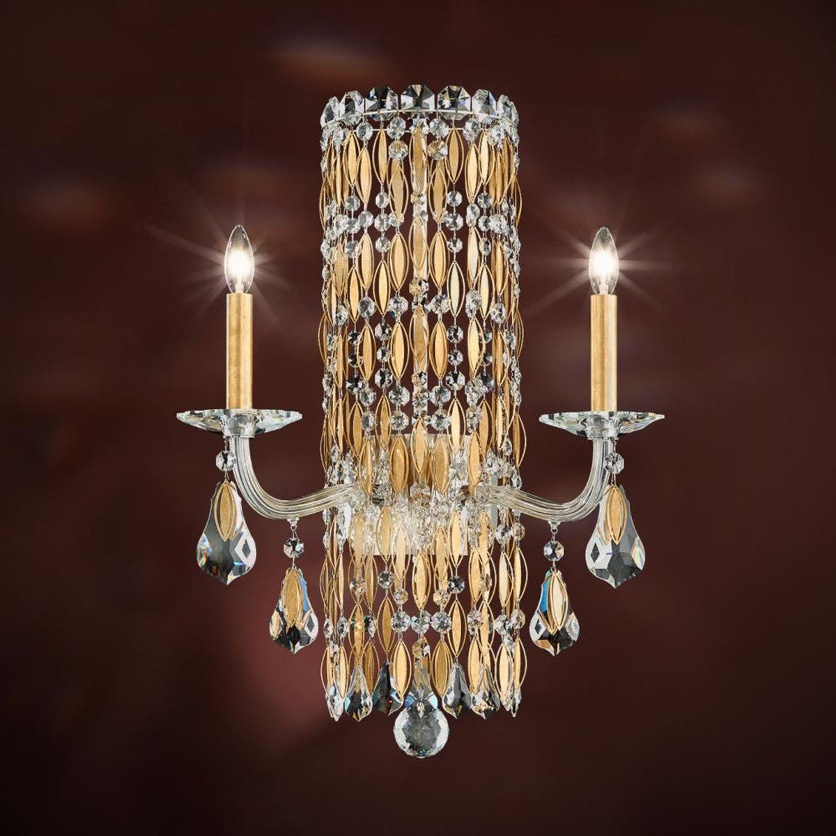 Sarella Wall Light, 2-Light, Antique Silver, Clear Crystal, 23"H, Hardwired Wall Sconce, detail 2