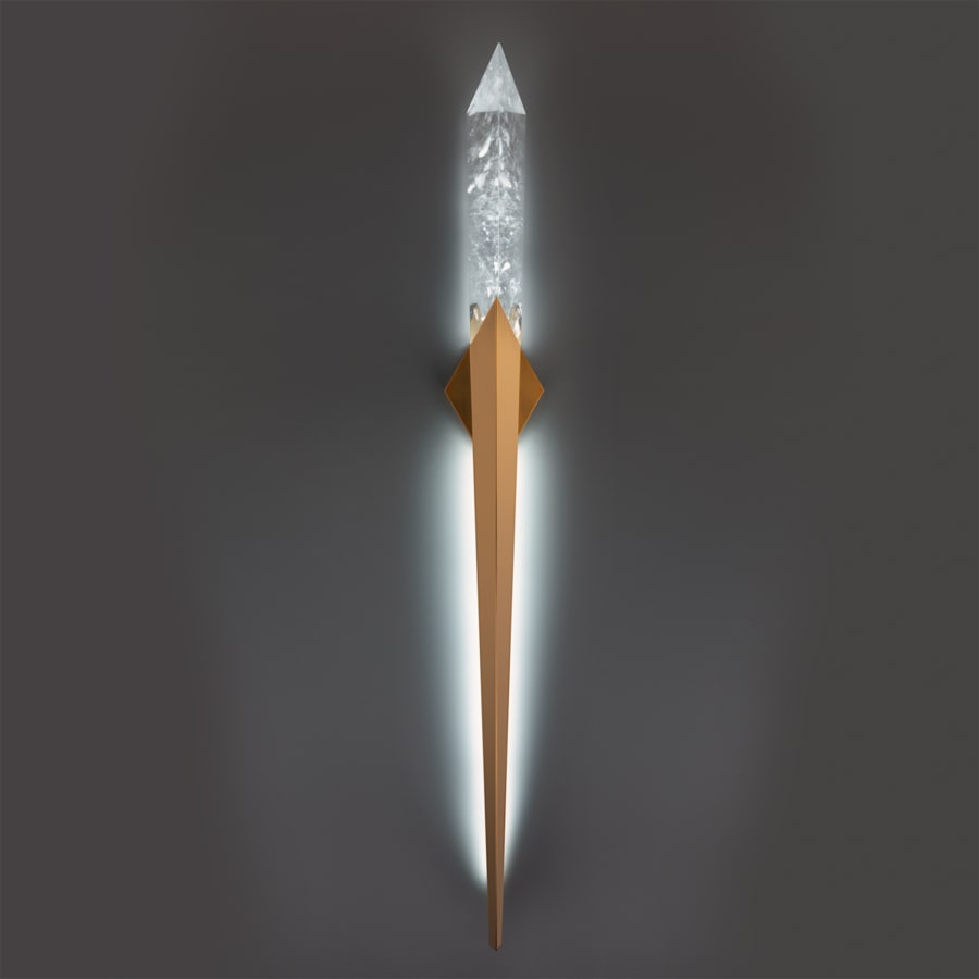 Solitude 70" Tall LED Wall Light with Clear Optic Haze Crystal, Bedroom Wall Sconce, detail 3