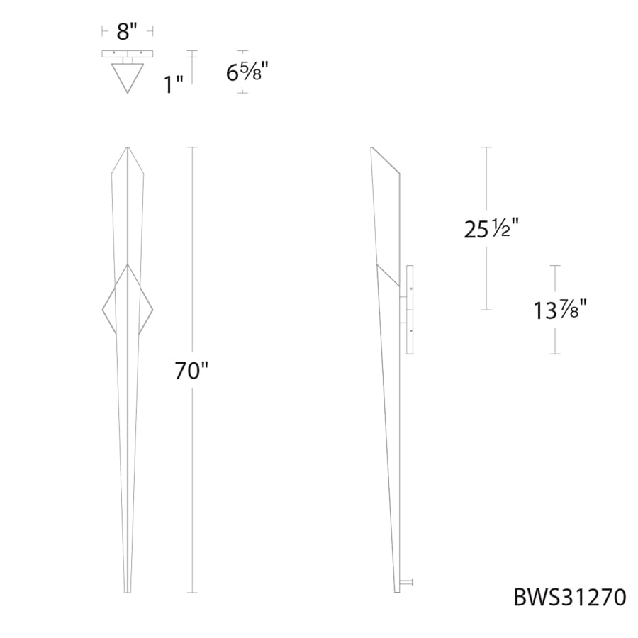 Solitude 70" Tall LED Wall Light with Clear Optic Haze Crystal, Bedroom Wall Sconce, detail 6