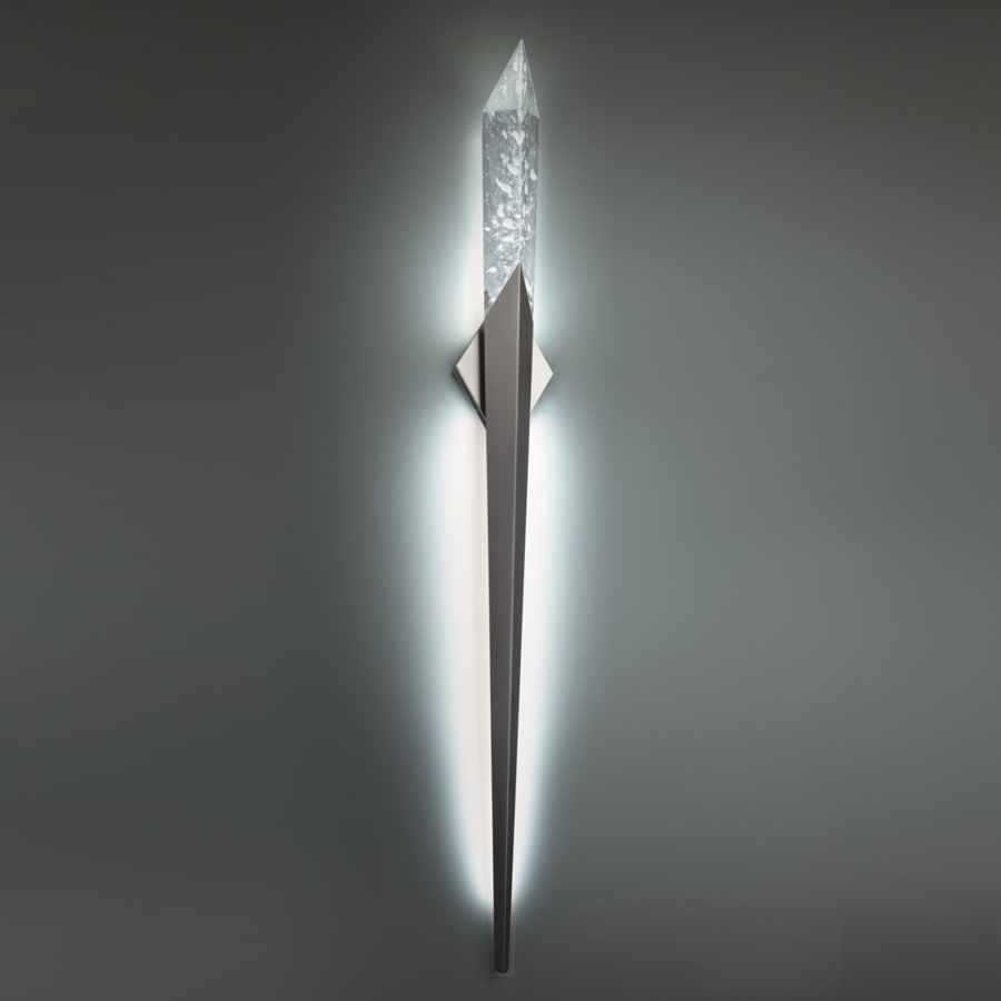 Solitude 70" Tall LED Wall Light with Clear Optic Haze Crystal, Bedroom Wall Sconce, detail 8