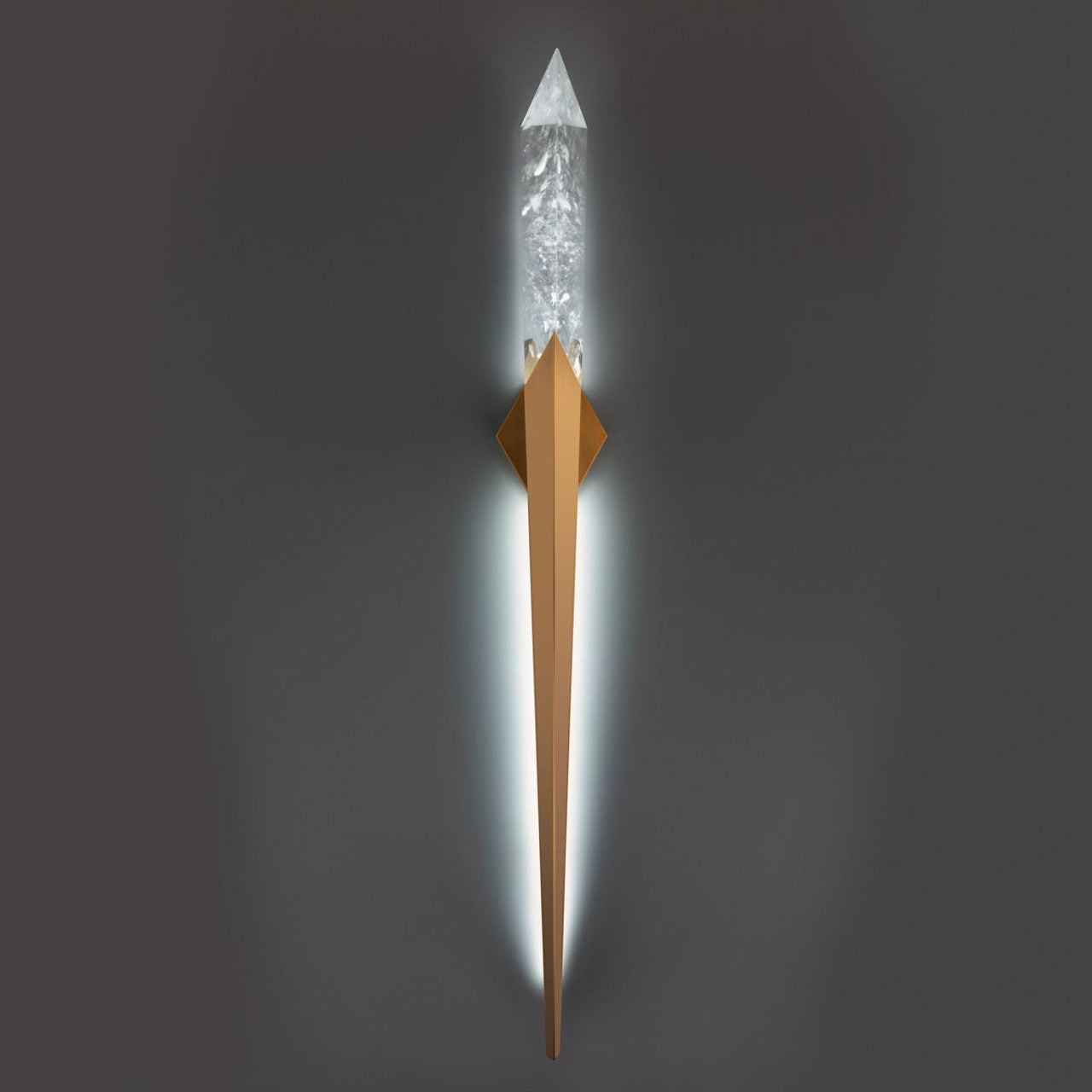 Solitude Wall Light, Integrated LED, Aged Brass, Optic Haze Quartz, Hardwired Wall Sconce, detail 3