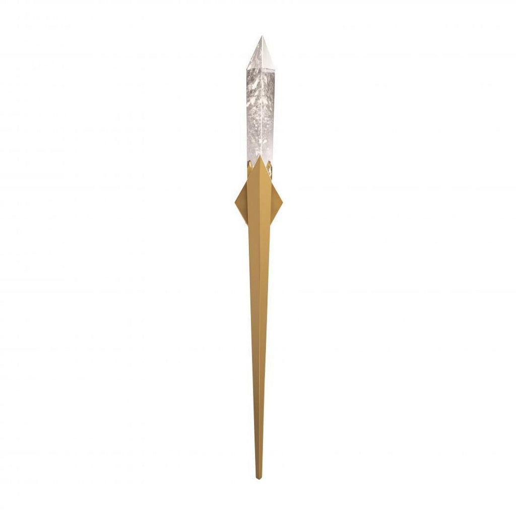 Solitude Wall Light, Integrated LED, Aged Brass, Optic Haze Quartz, Hardwired Wall Sconce, 8"L x 6.6"W x 70"H