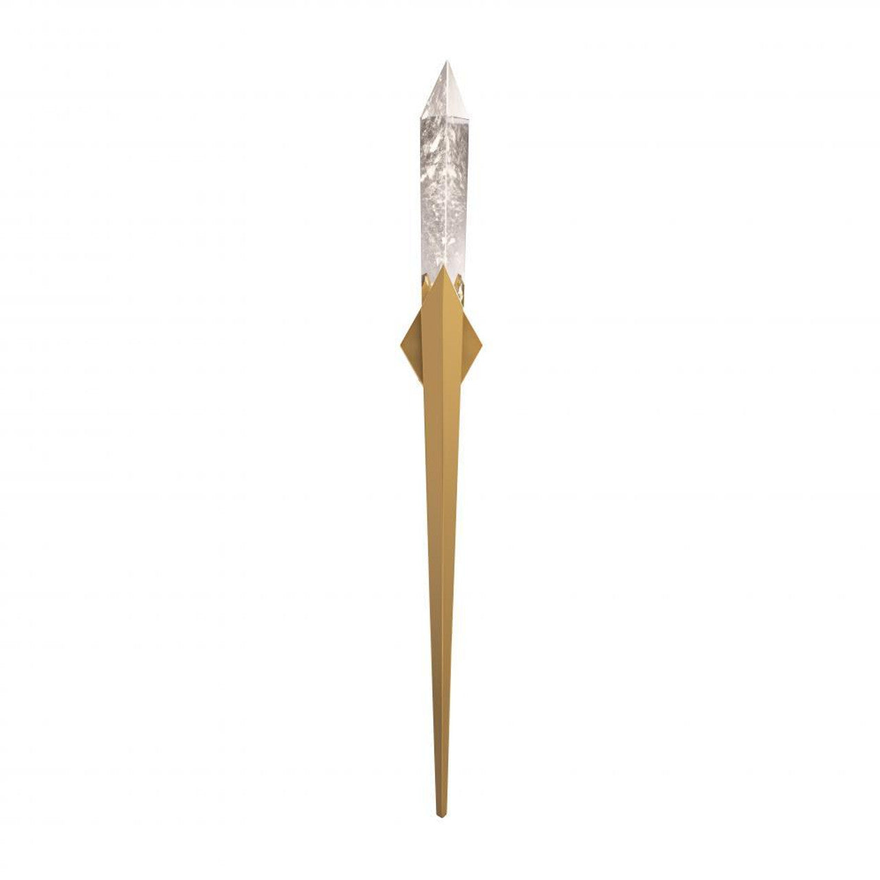 Solitude Wall Light, Integrated LED, Aged Brass, Optic Haze Quartz, Hardwired Wall Sconce, 8"L x 6.6"W x 70"H
