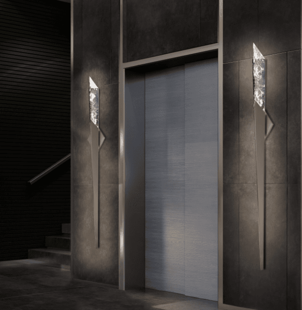 Solitude Wall Light, Integrated LED, Aged Brass, Optic Haze Quartz, Hardwired Wall Sconce, detail 4