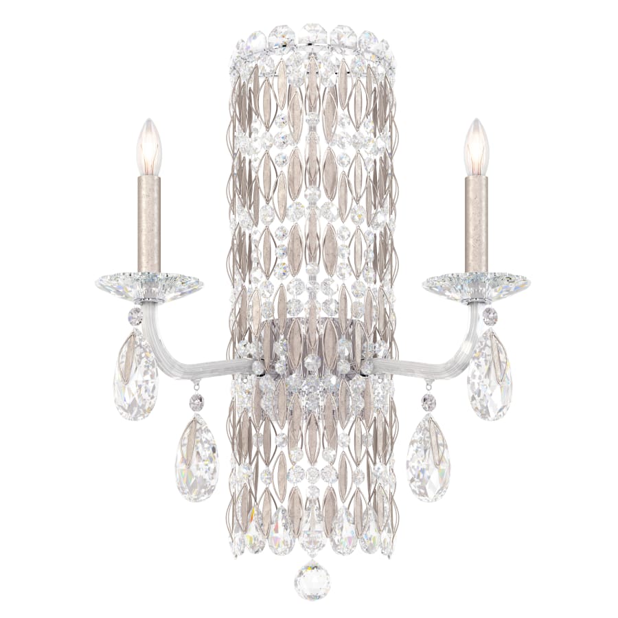 Sarella 2 Light 23" Tall Wall Light with Clear Crystals, Bedroom Wall Sconce, Dimensions Height: 23"