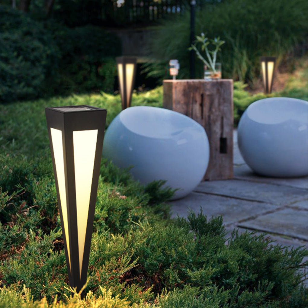 Square Conical LED Waterproof RGB Solar Lights Exterior Pathway Lights, Outdoor Wall Light, 17.7"
