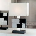 Small Contemporary Italian Black And White Hide Table Light, Bedside Table Lamp, height 46 cm