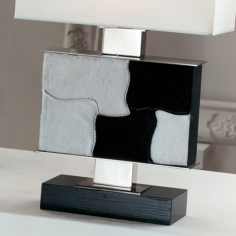 Small Contemporary Italian Black And White Hide Table Light, Bedside Table Lamp, detail 2