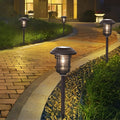 Solar Exterior Lights Garden Lights LED Post Lights Landscape Lighting Pathway Lights, Outdoor Wall Light, Stainless Steel, Dia 6.7in x H