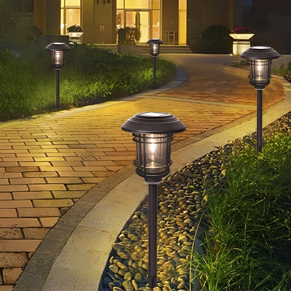 Solar Exterior Lights Garden Lights LED Post Lights Landscape Lighting Pathway Lights, Outdoor Wall Light, Stainless Steel, Dia 6.7in x H