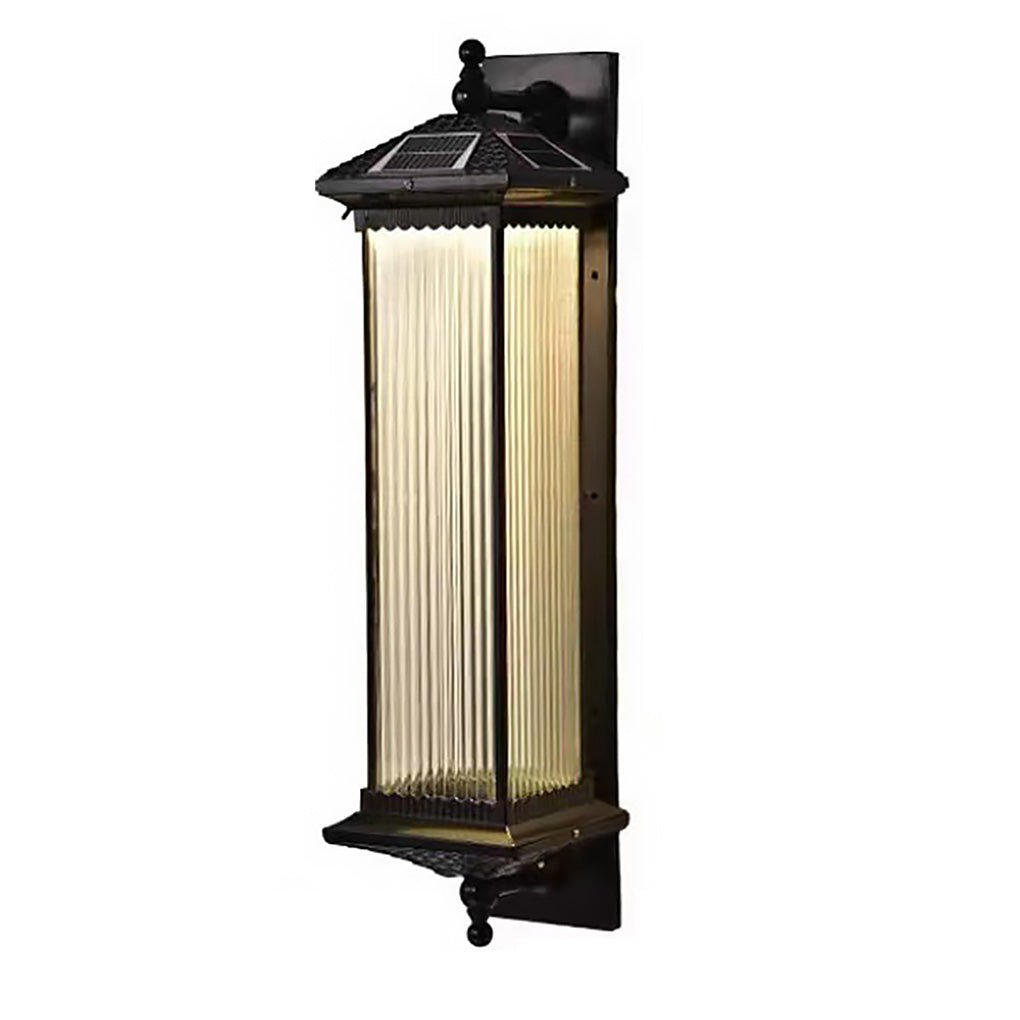 Vintage Striped Glass Shade IP55 Waterproof Retro Solar Lights Exterior, Outdoor Wall Light, detail 10