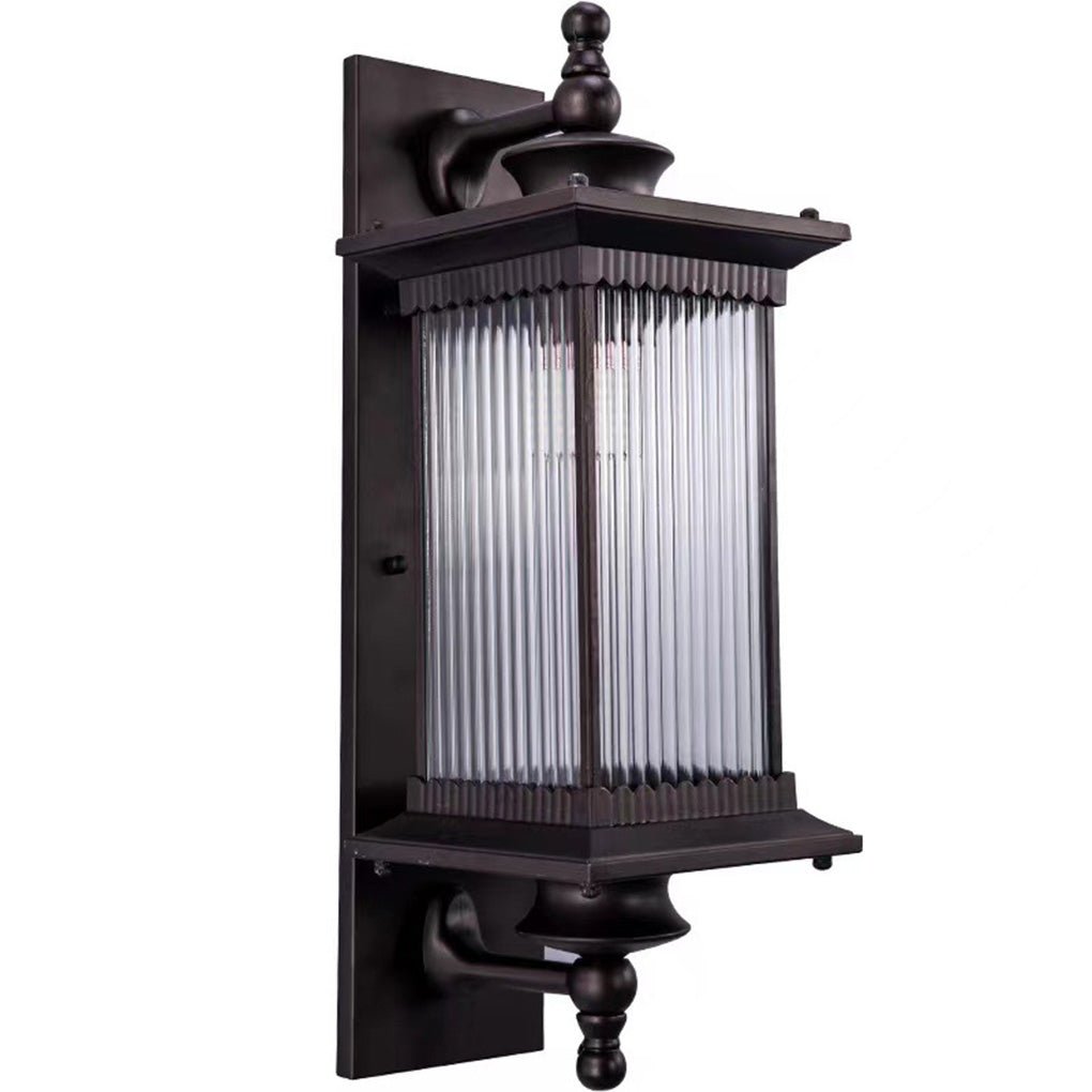 Vintage Striped Glass Shade IP55 Waterproof Retro Solar Lights Exterior, Outdoor Wall Light, detail 7