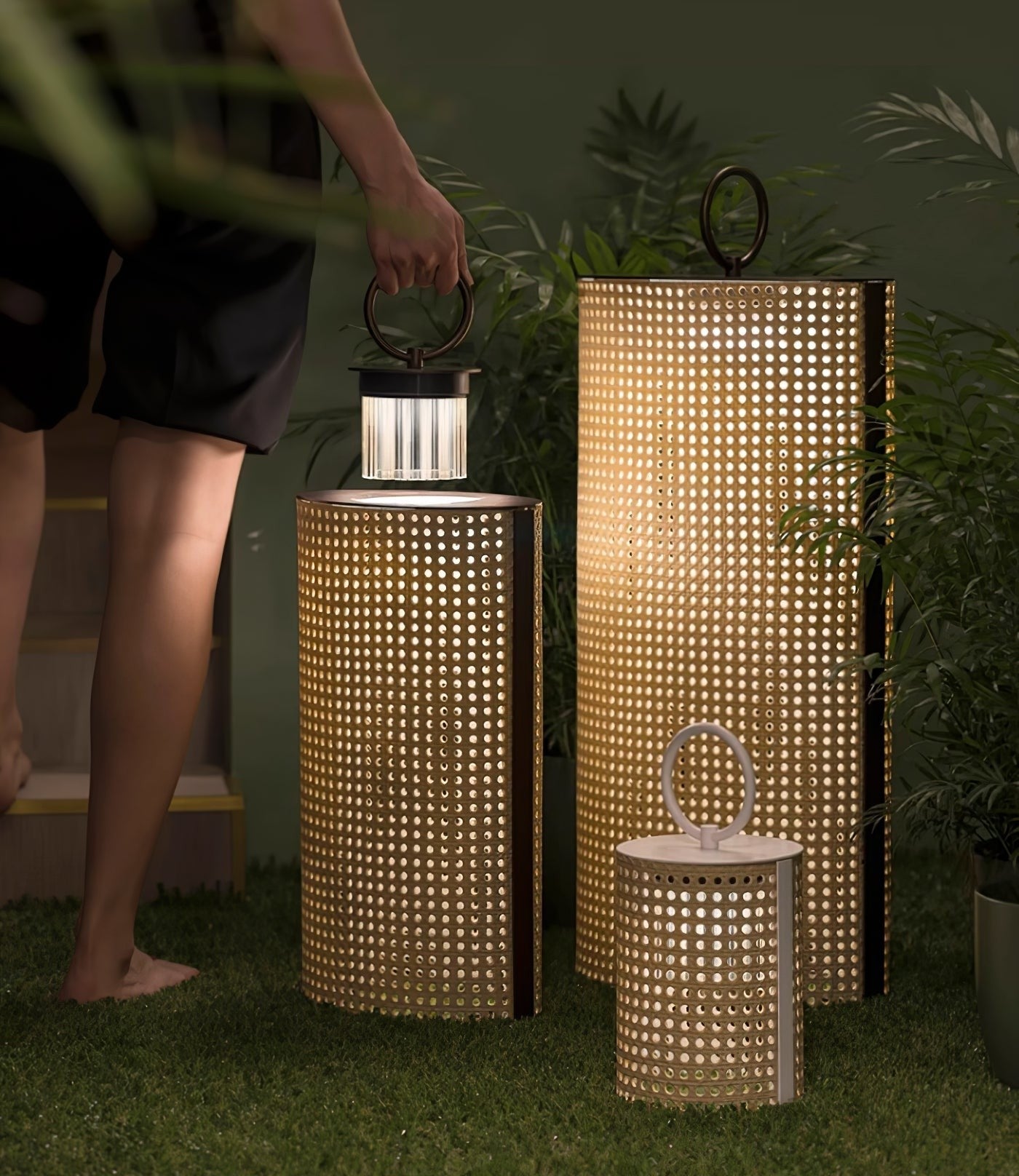 Metal Solara Woven Solar Garden Lantern, Outdoor Wall Light, detail 9