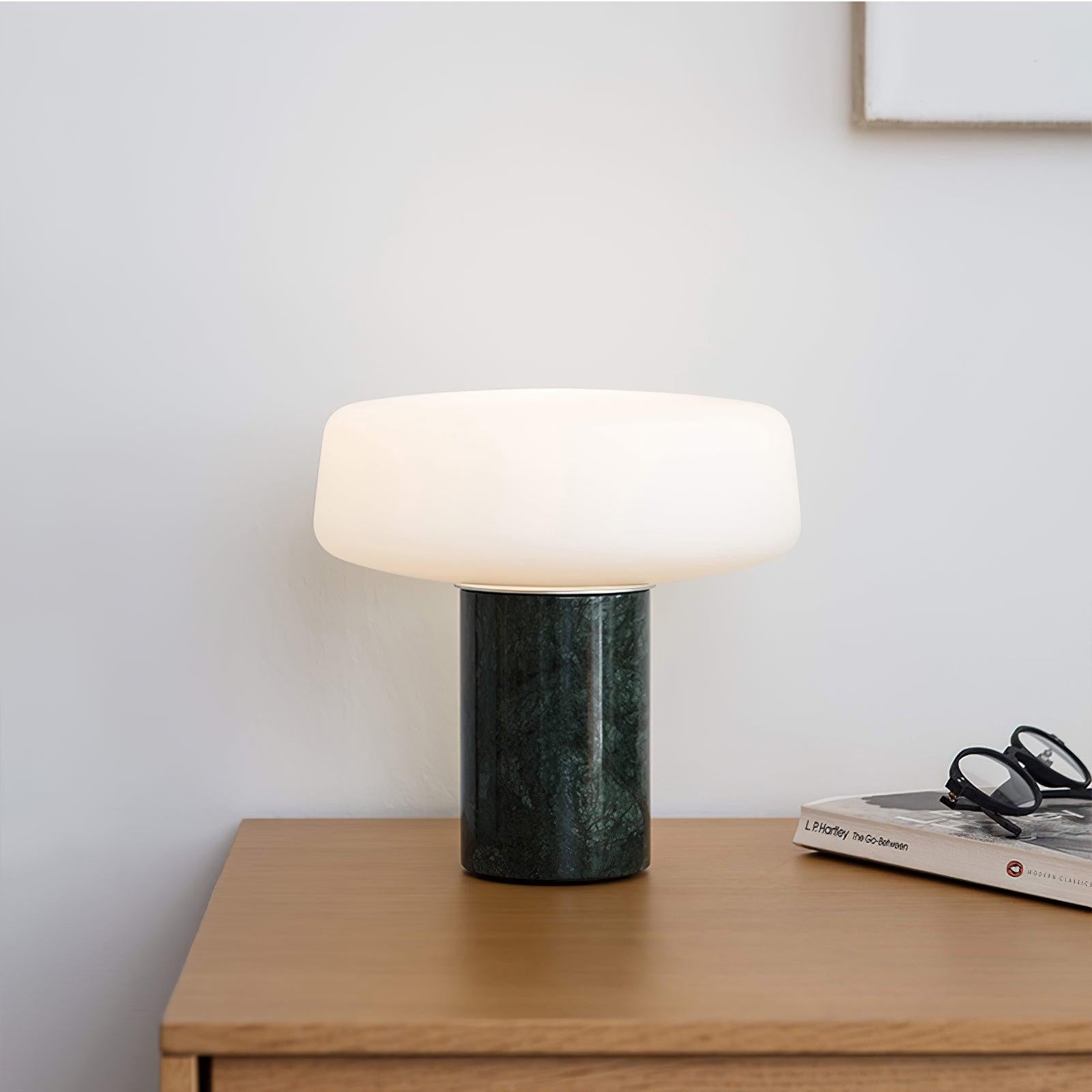Solid Marble Cylinder Table Light, Bedside Table Lamp, detail 3
