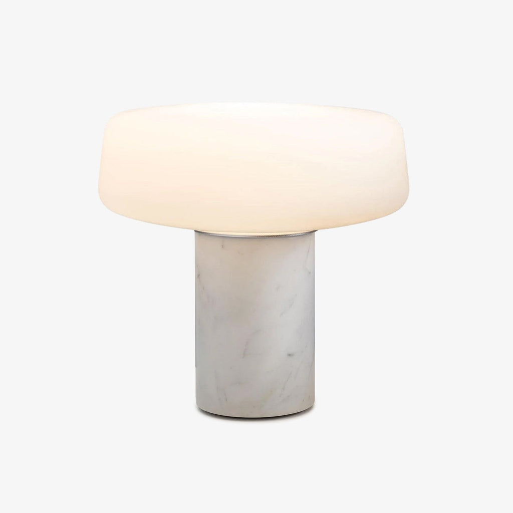 Solid Marble Cylinder Table Light, Bedside Table Lamp, ∅ 11.8″ x H 12.5″