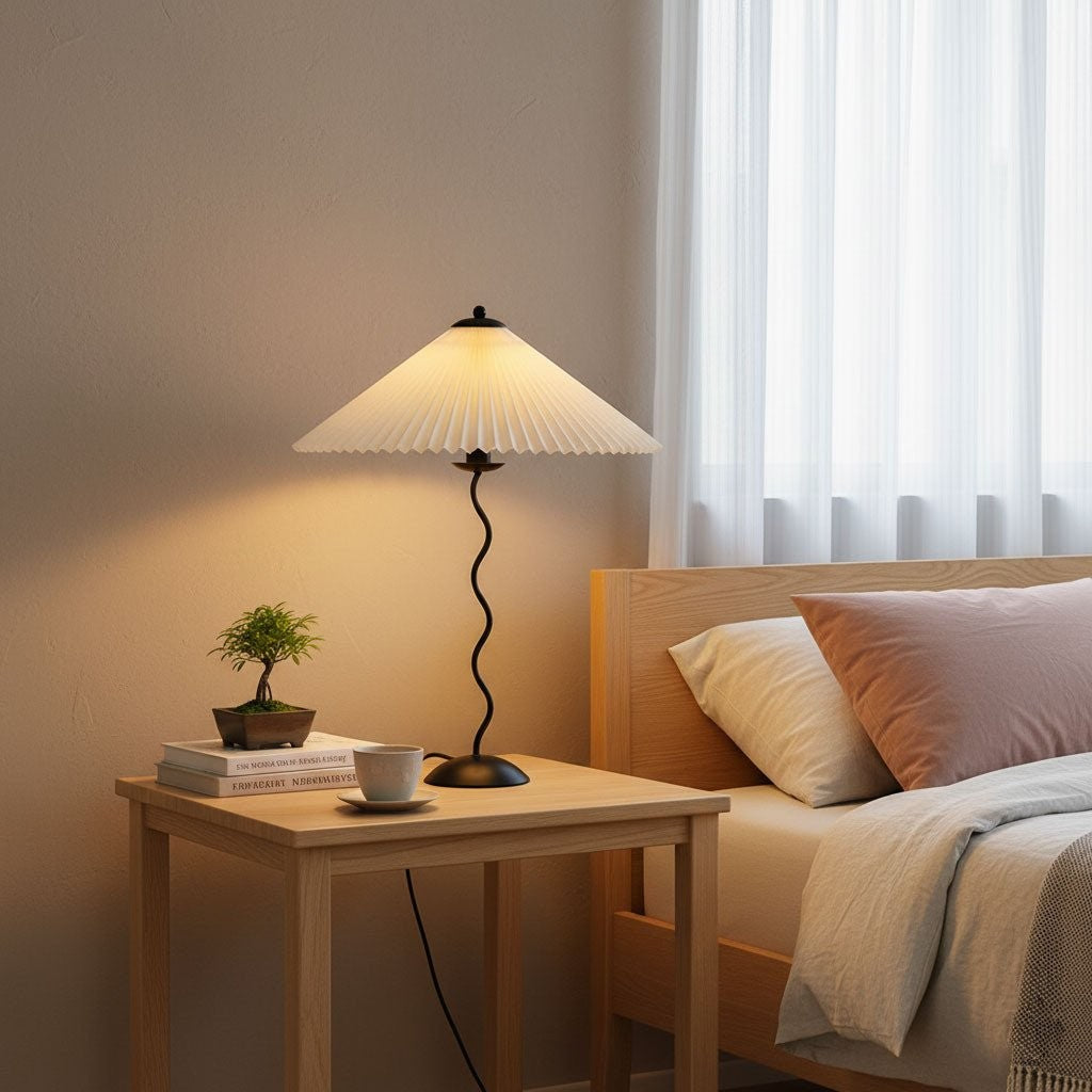 Squiggle Pleated Table Light, Bedside Table Lamp, detail 6
