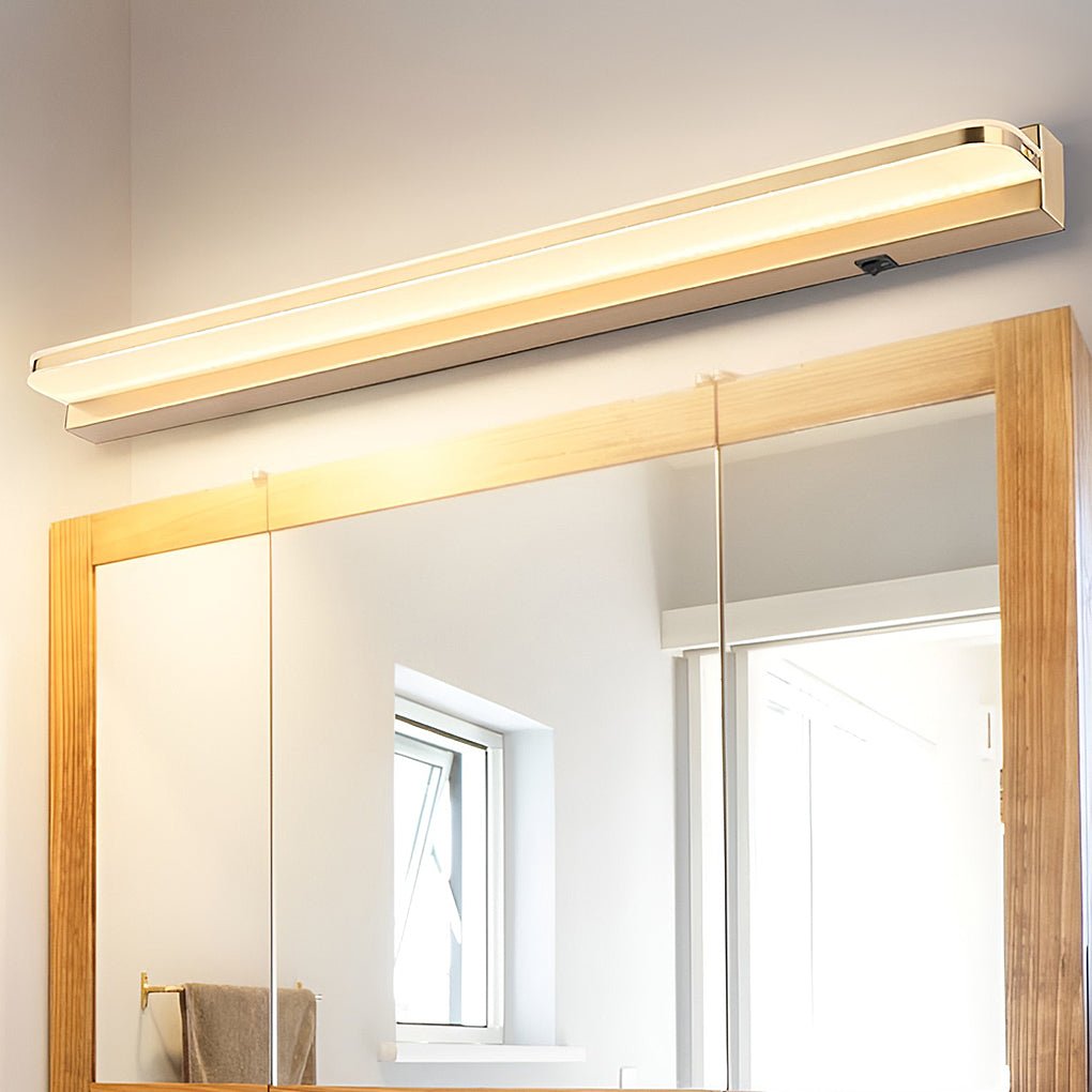 LED Bathroom Vanity Fixture with Wall-Mounted Panel and Polished Iron Trim, Bathroom Vanity Light, detail 3
