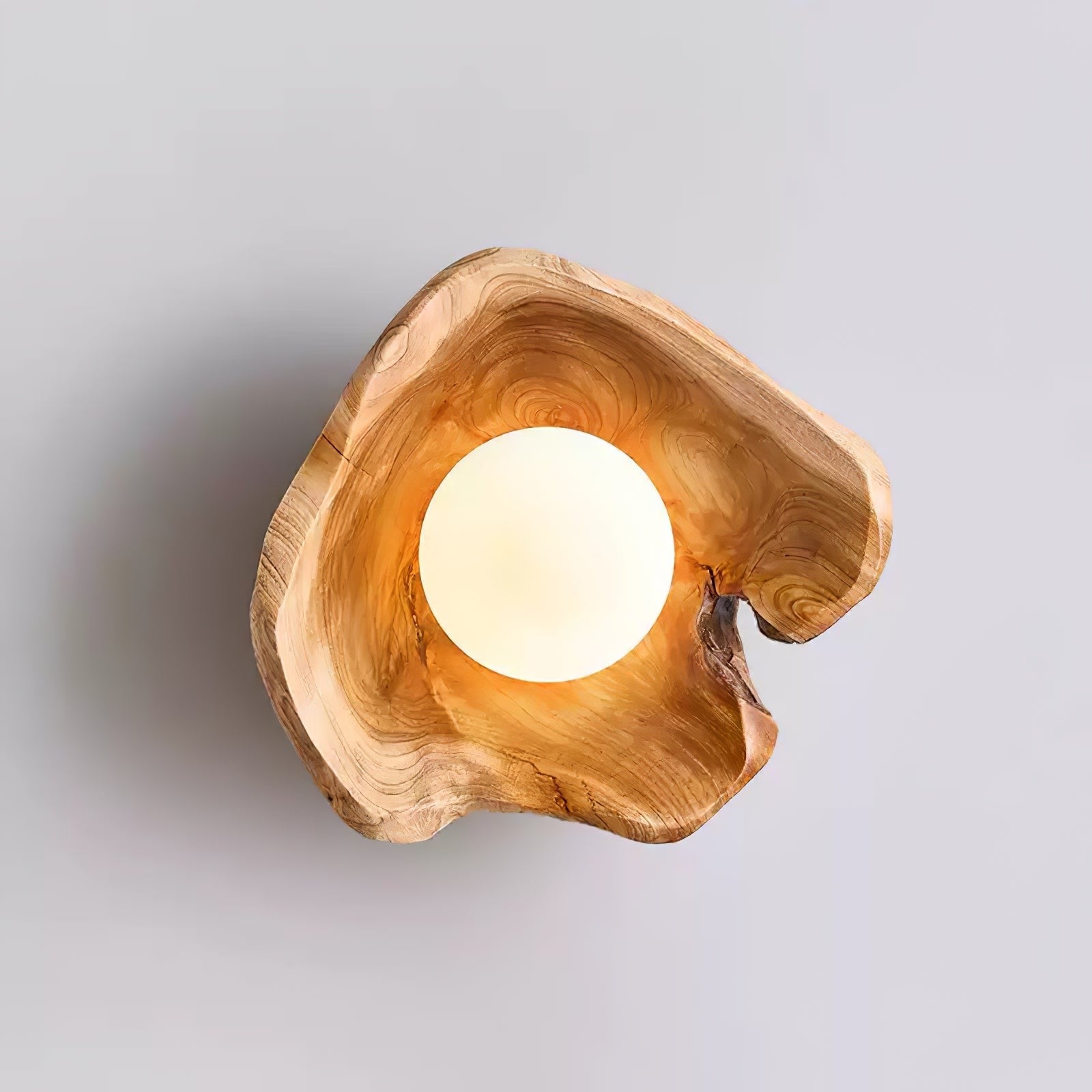Sylvara Wood Orb Wall Light, Hardwired Wall Sconce, Dia 23cm x H 23cm