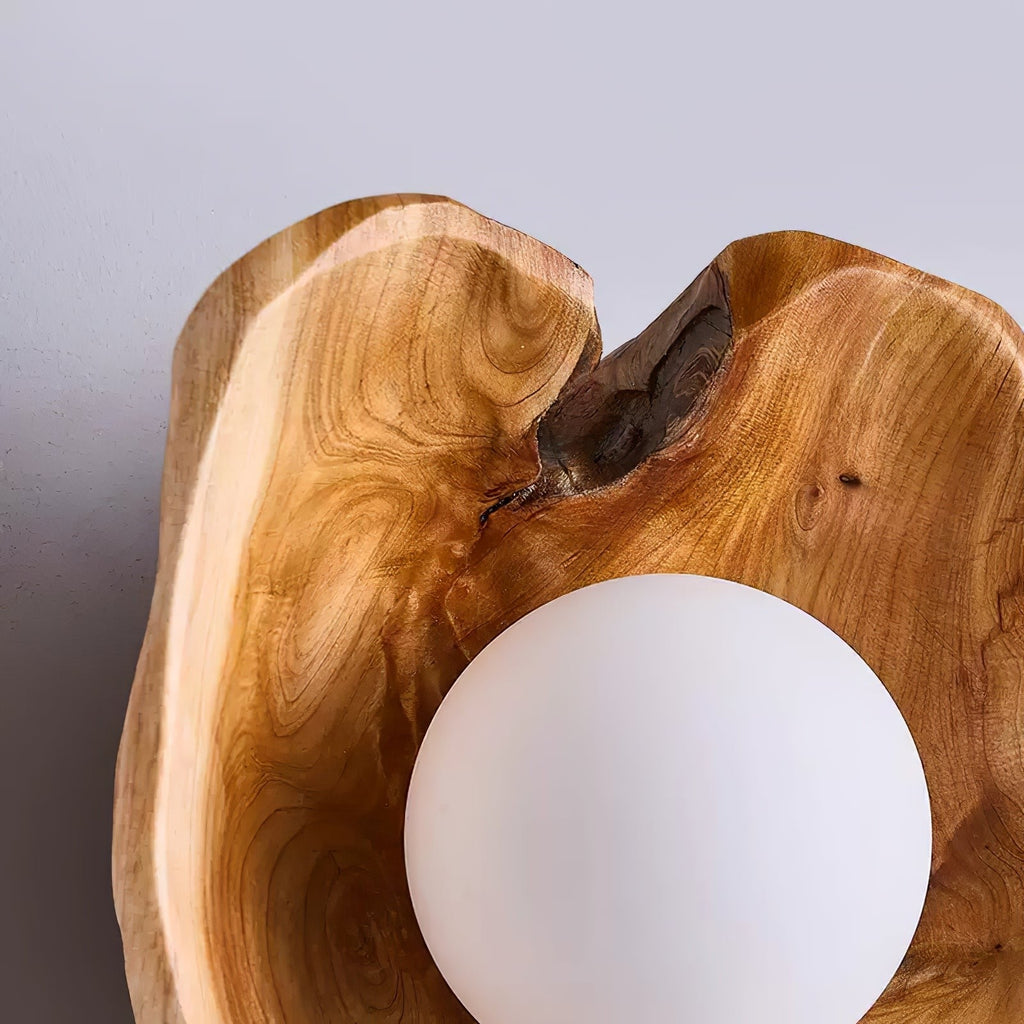 Sylvara Wood Orb Wall Light, Hardwired Wall Sconce, detail 10