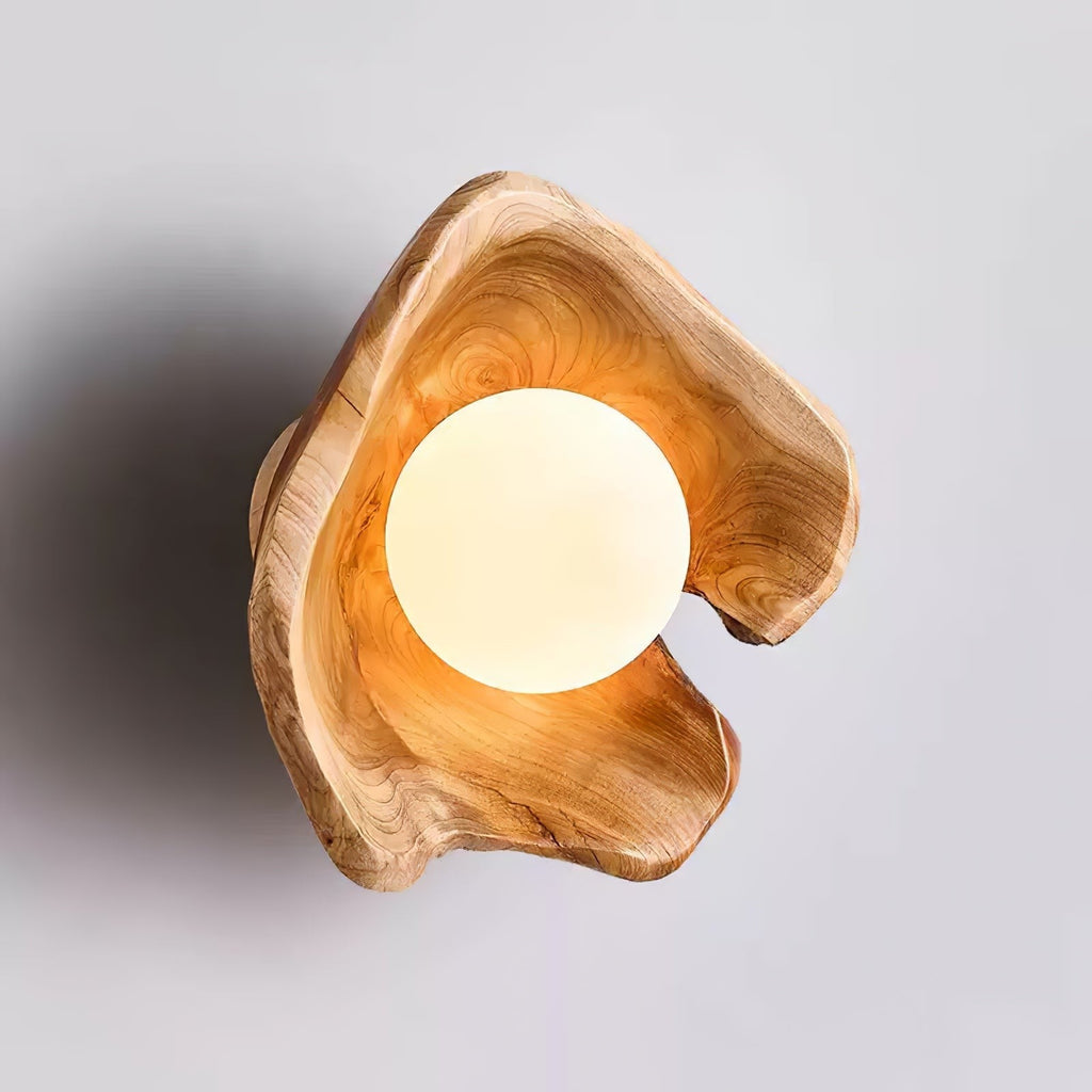 Sylvara Wood Orb Wall Light, Hardwired Wall Sconce, detail 12