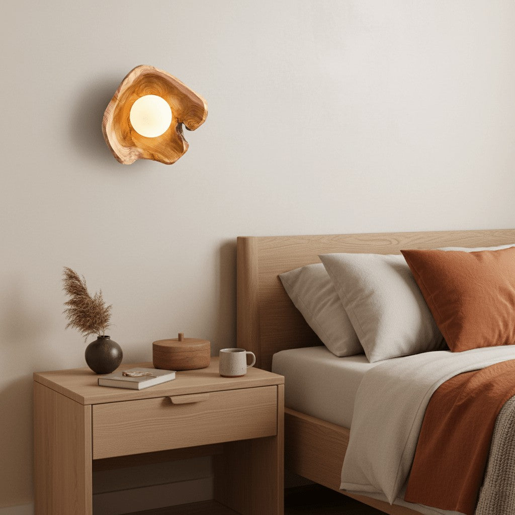 Sylvara Wood Orb Wall Light, Hardwired Wall Sconce, detail 3