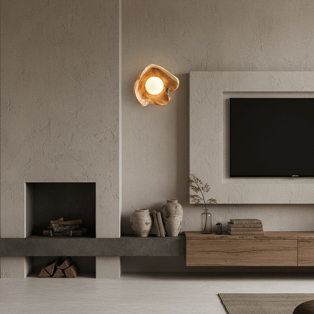 Sylvara Wood Orb Wall Light, Hardwired Wall Sconce, detail 7