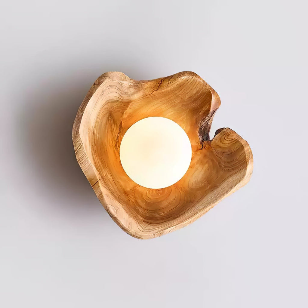 Sylvara Wood Orb Wall Light, Hardwired Wall Sconce, detail 8