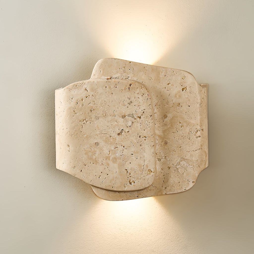 Travara Layered Travertine Wall Light, Bedroom Wall Sconce, detail 5