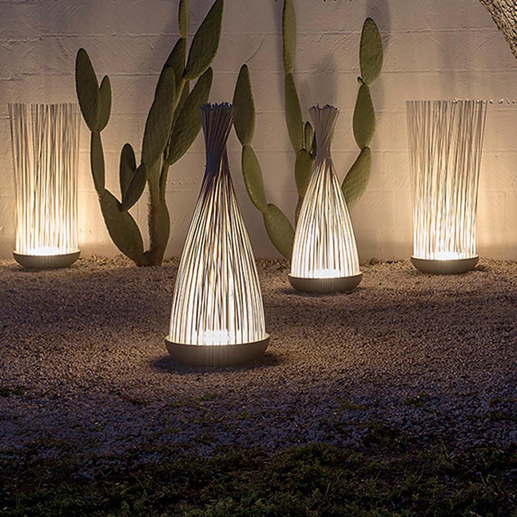 Lush Waterproof LED Exterior Floor Light, Outdoor Wall Light, Stainless Steel + Acrylic, 12.59" Dia x 35.03" H