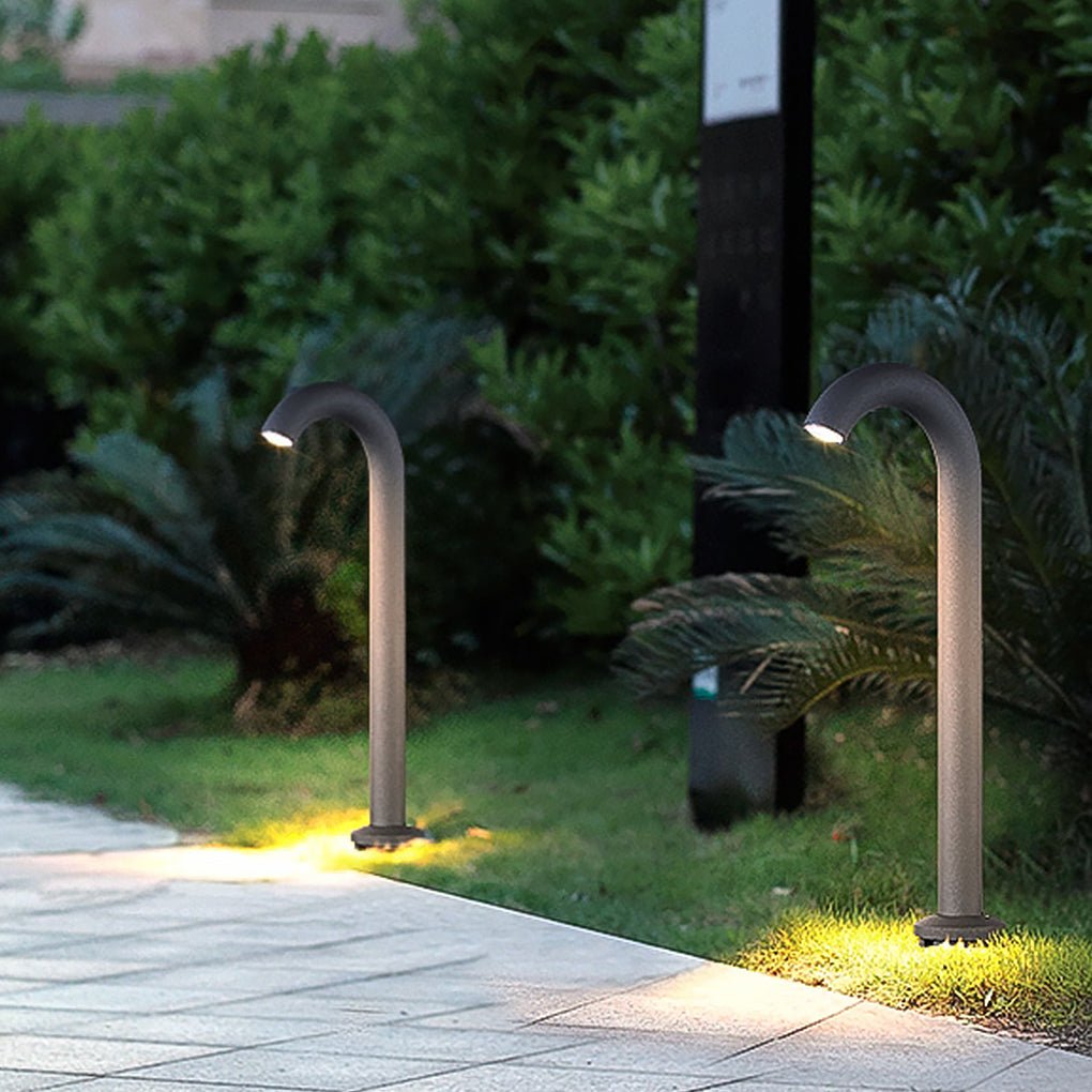 Iron Unique Curved Design Waterproof Landscape Decorative Lighting for Villa Garden Park, Bedside Table Lamp, Die-cast aluminum, W 7in x H