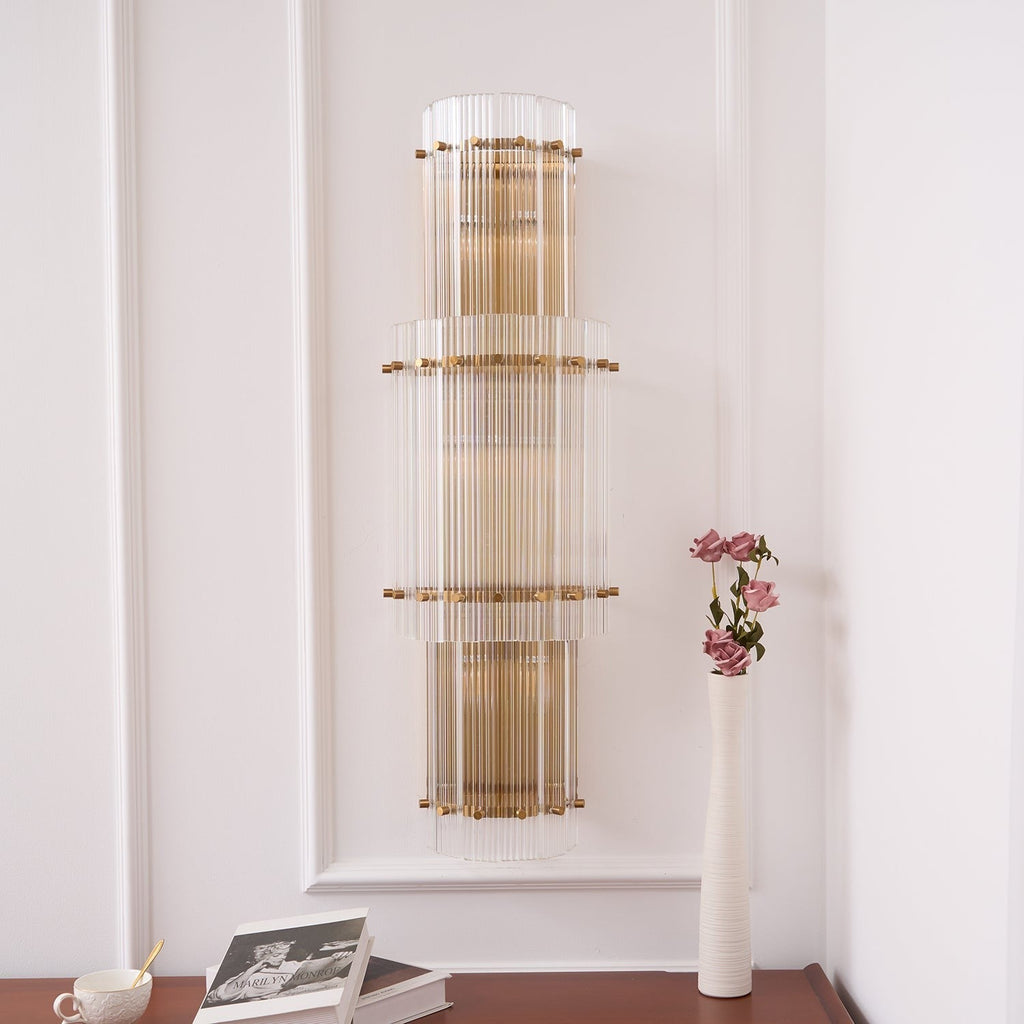 Velmora Glass Column Wall Light, Hardwired Wall Sconce, detail 4