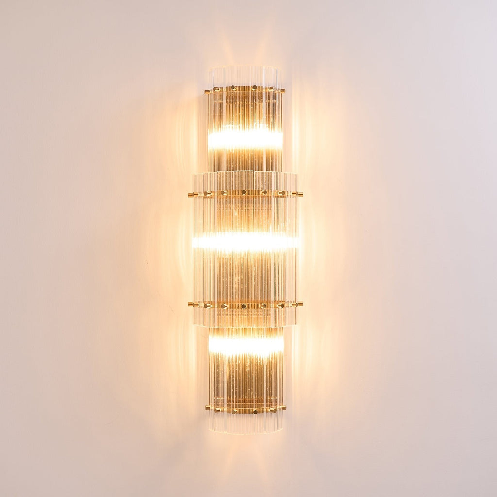 Velmora Glass Column Wall Light, Hardwired Wall Sconce, detail 6