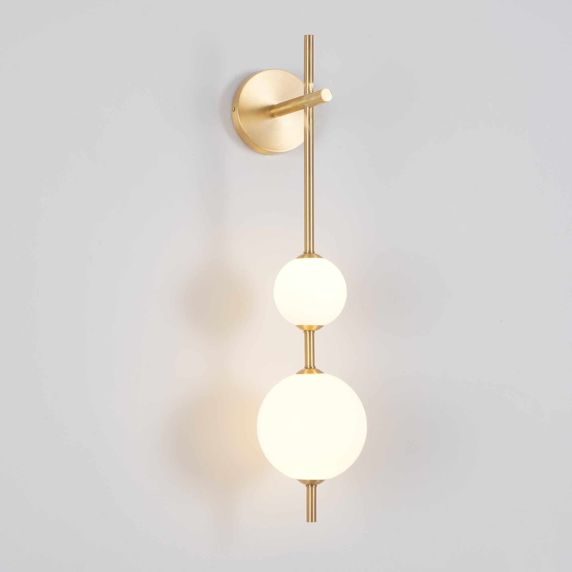 Vertical Glow Wall Light, Hardwired Wall Sconce, Brass, H65cm
