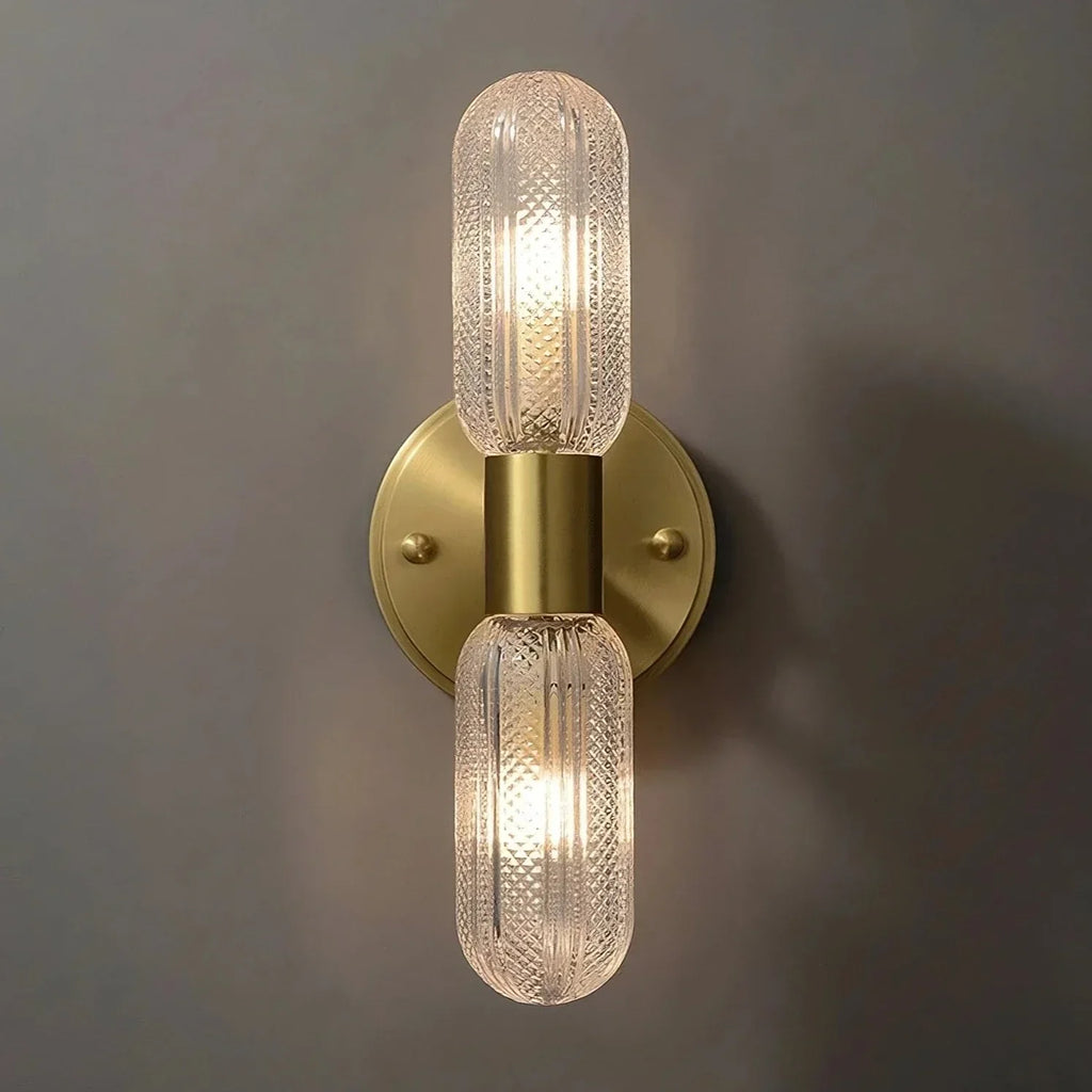 Palermo 12" Brass Wall Light Wall Light, Bathroom Wall Sconce, detail 2