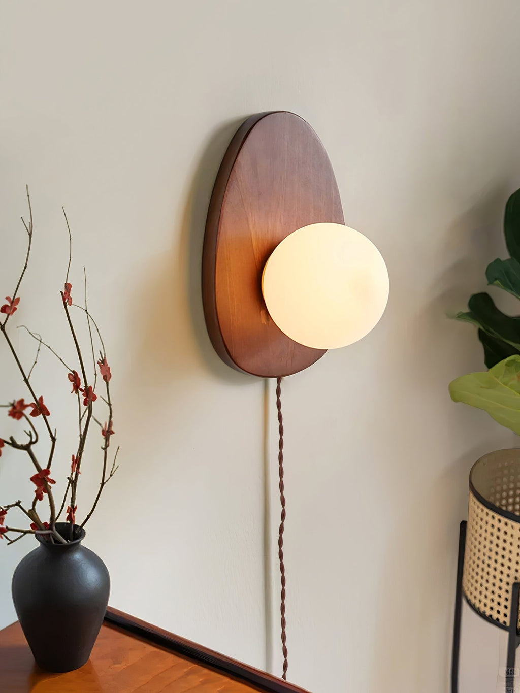 Walnora Globe Wall Light, Plug-In Wall Sconce, detail 23