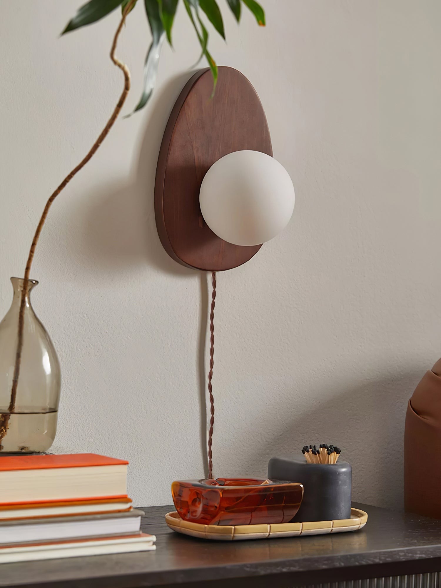Walnora Globe Wall Light, Plug-In Wall Sconce, detail 27