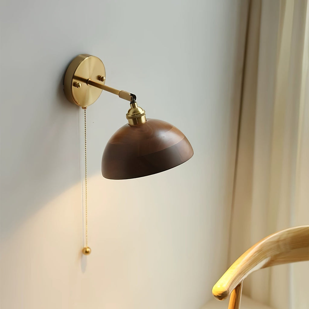 Walnut Glow Wall Light, Bedroom Wall Sconce, detail 12