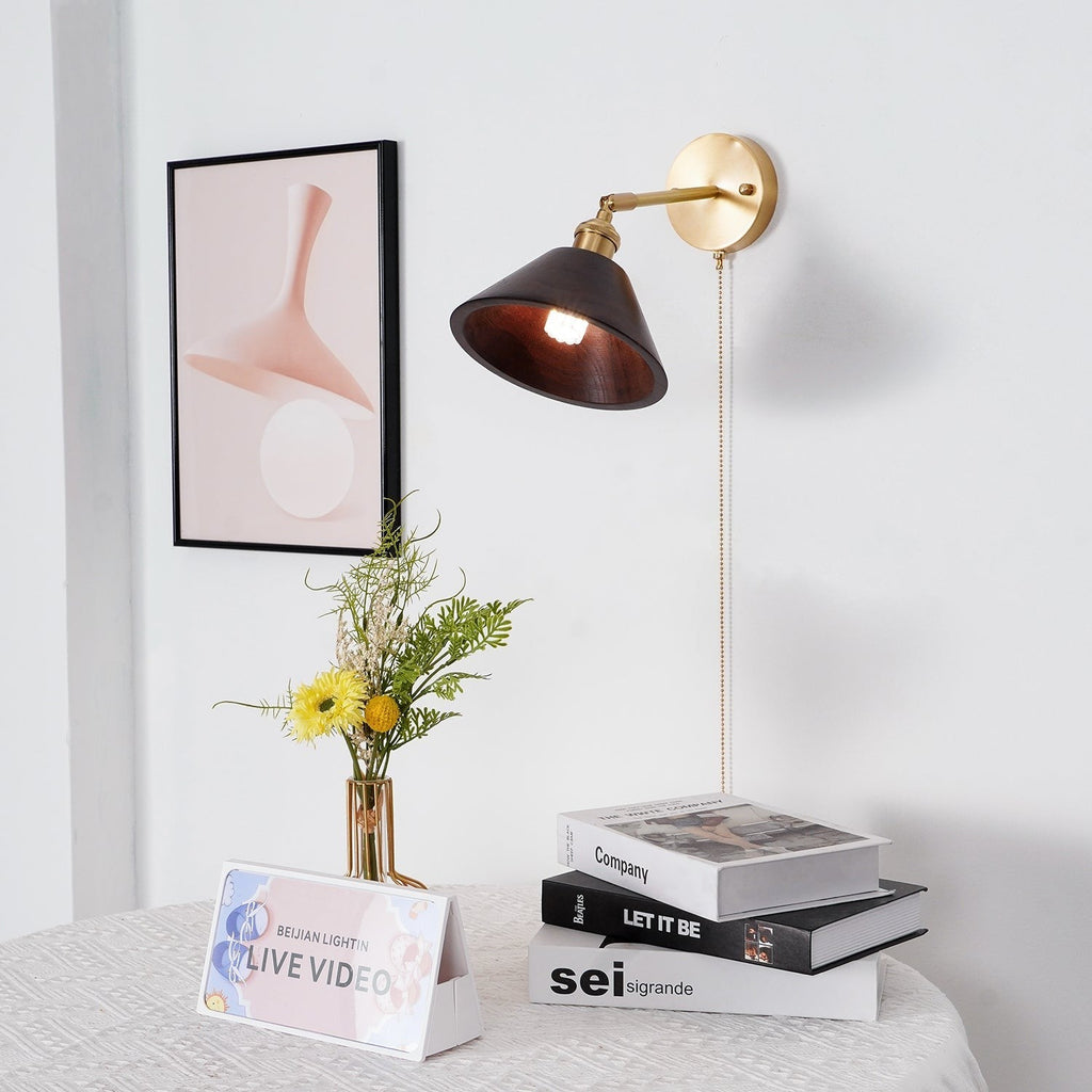 Walnut Glow Wall Light, Bedroom Wall Sconce, detail 15