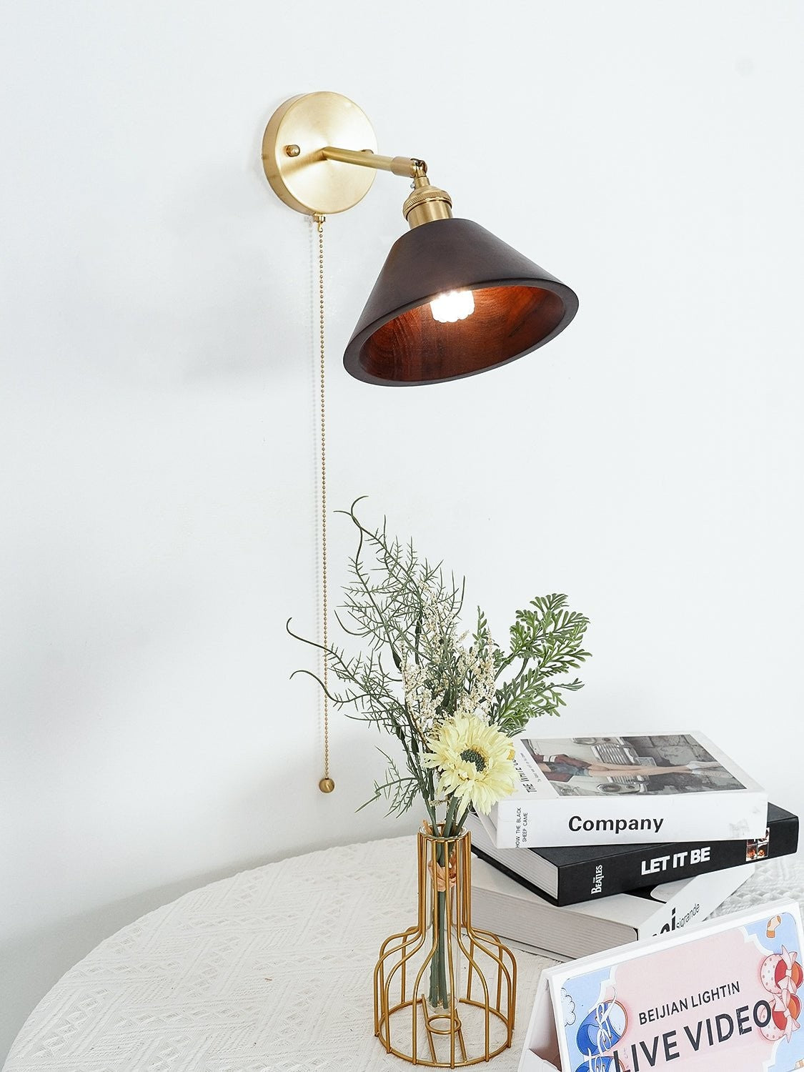 Walnut Glow Wall Light, Bedroom Wall Sconce, detail 20