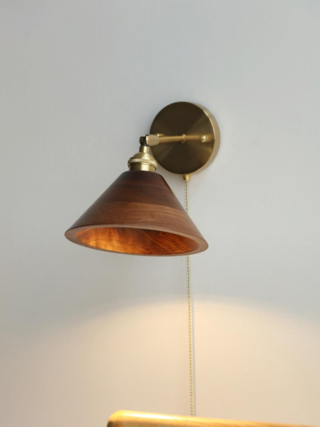 Walnut Glow Wall Light, Bedroom Wall Sconce, detail 4