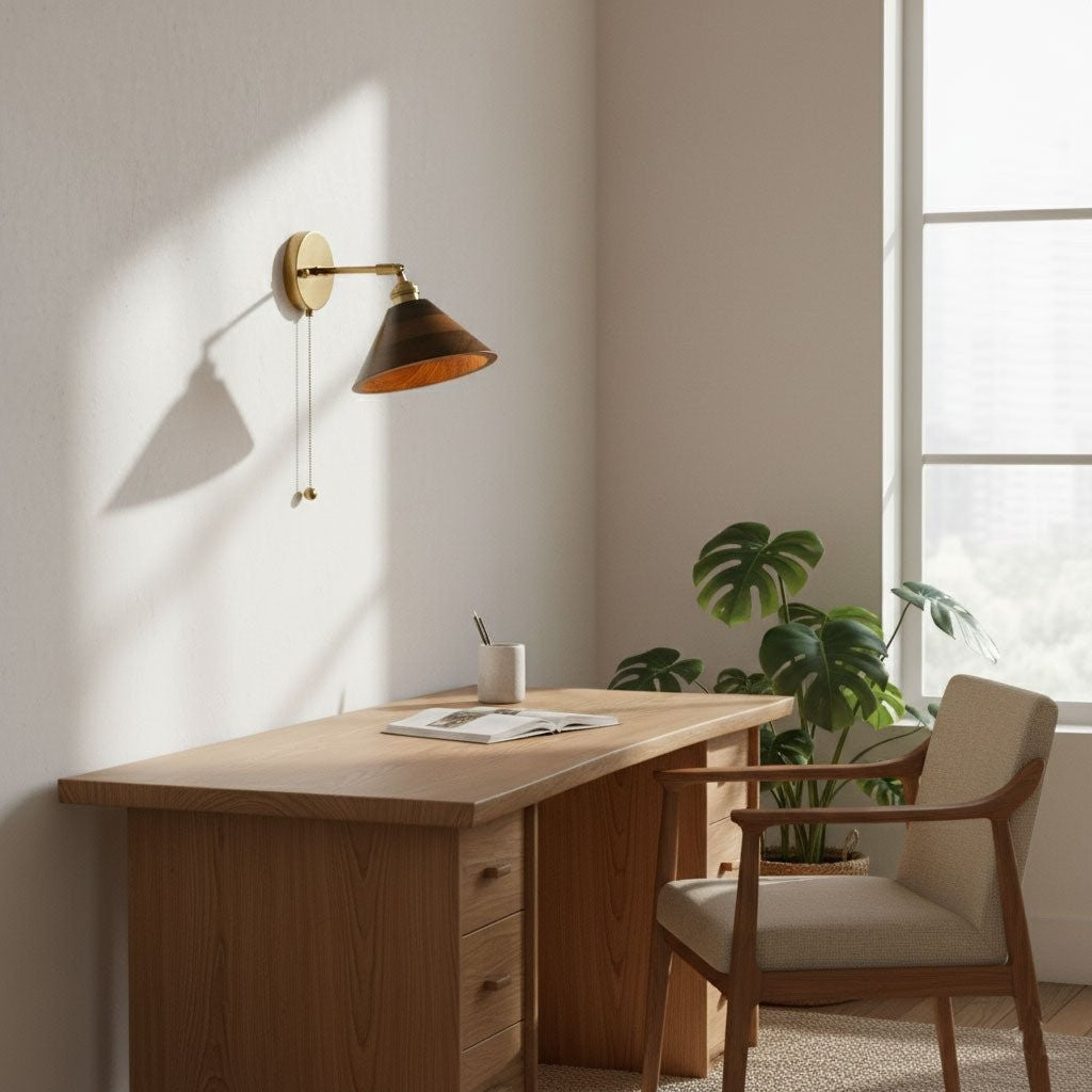 Walnut Glow Wall Light, Bedroom Wall Sconce, detail 6