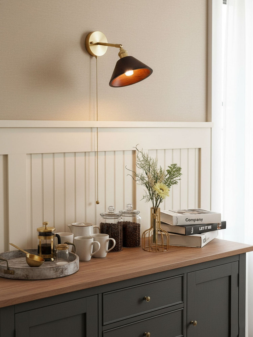 Walnut Glow Wall Light, Bedroom Wall Sconce, detail 8