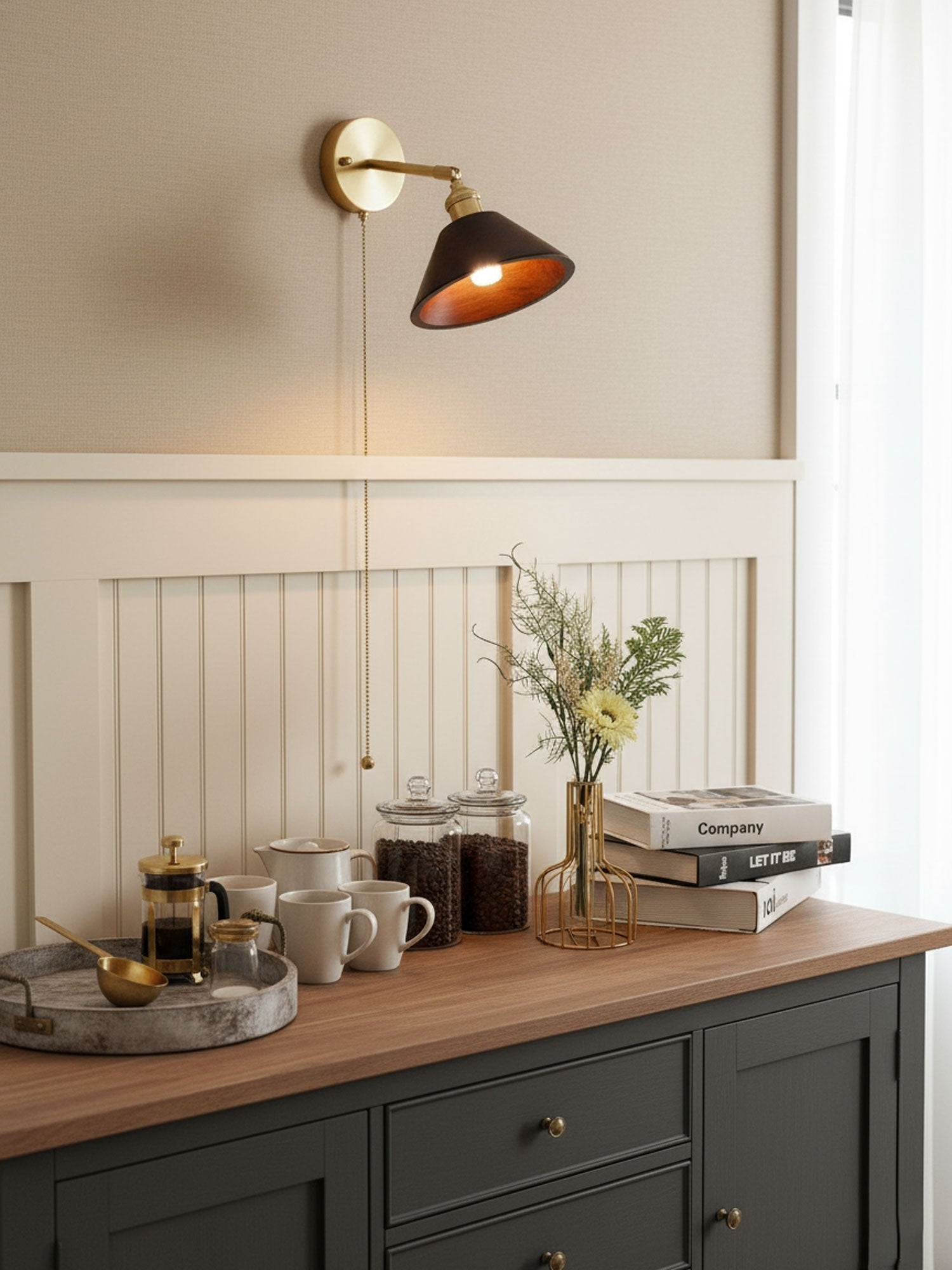 Walnut Glow Wall Light, Bedroom Wall Sconce, detail 8