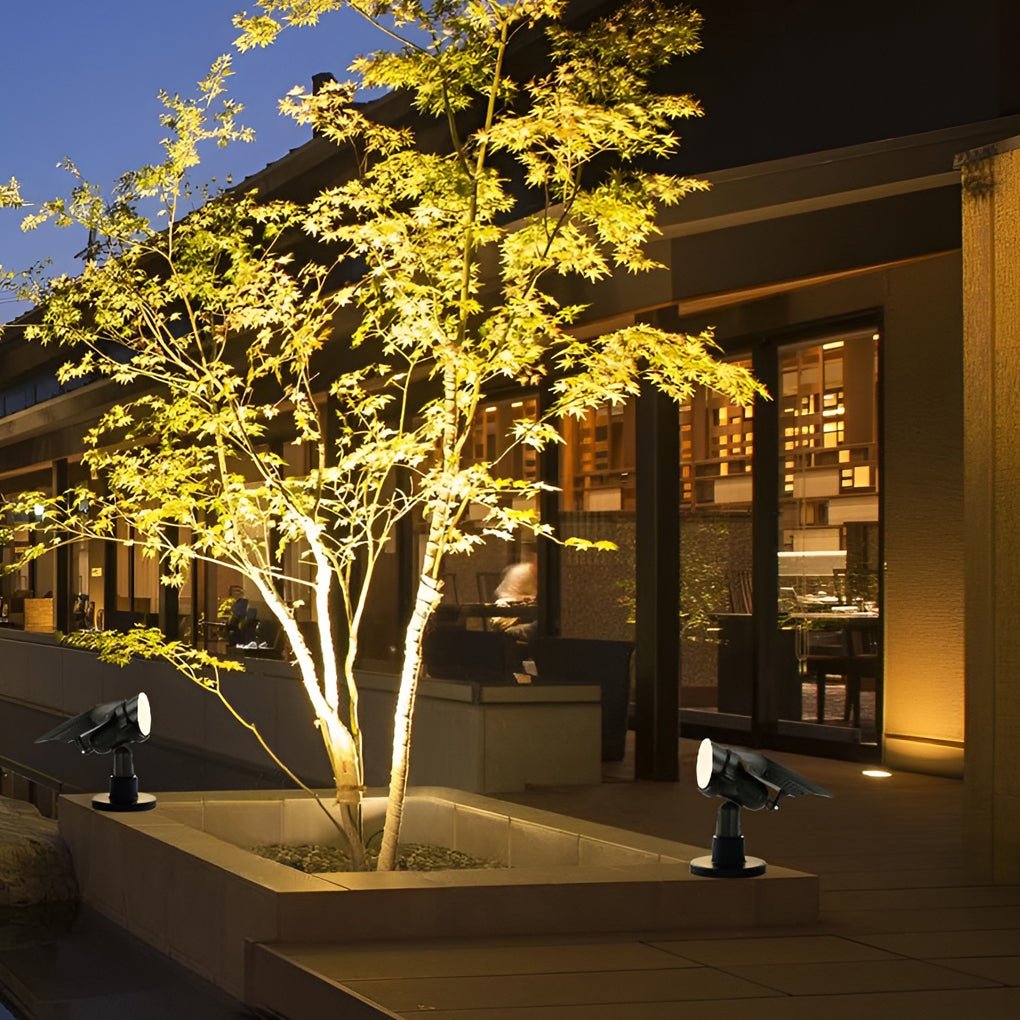 Waterproof Adjustable RGB Contemporary Exterior Solar Spot Lights Tree Spotlights, Outdoor Wall Light, Aluminum, Dia 3.7in x H 13.4in